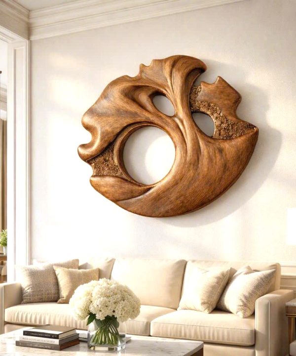 Luxury Art Deco Sculpture Wall Decoration Handcrafted Organic Wood Furniture for Living Room Housewarming Gift