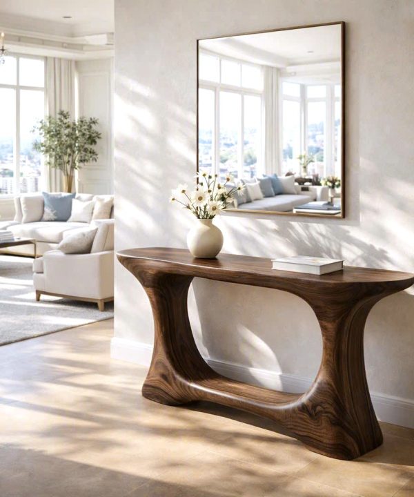Luxali wooden Modern Solid Wood Console Table| Entryway wooden furniture| Rustic live edge console table With Pedestal Base Handmade Entryway Furniture For Living Room
