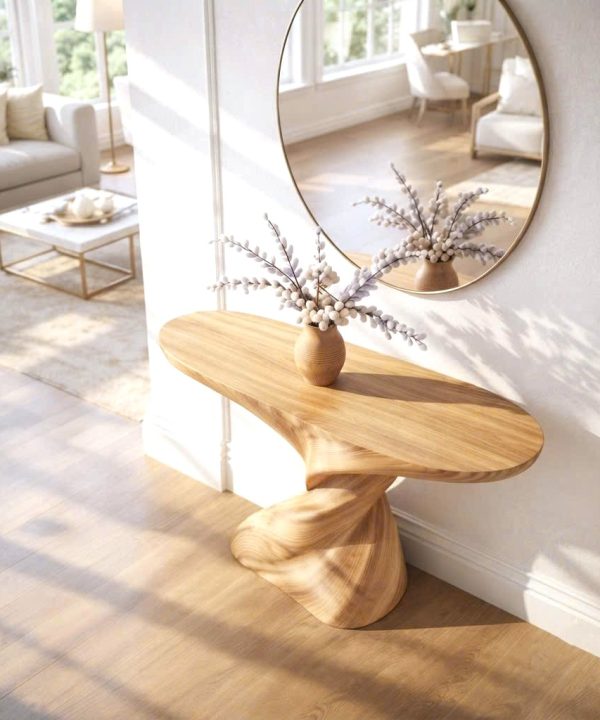 Alternative view of Luxali wooden Modern Solid Wood Console Table| Entryway wooden furniture| Rustic live edge console table With Pedestal Base Handmade Entryway Furniture For Living Room