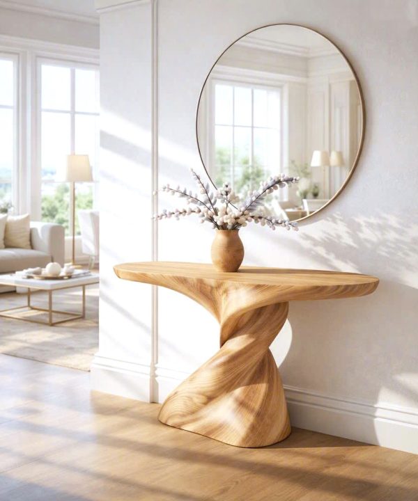 Luxali wooden Modern Solid Wood Console Table| Entryway wooden furniture| Rustic live edge console table With Pedestal Base Handmade Entryway Furniture For Living Room