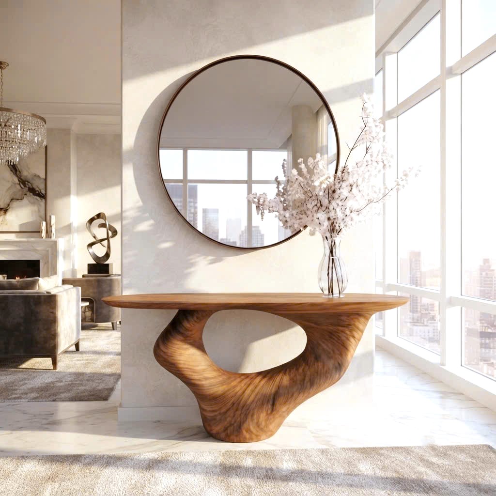 Luxali Handmade Wooden Console Table — a modern farmhouse masterpiece, meticulously handcrafted from solid natural Monkey Pod wood, showcasing refined artistry and designed to elevate any living room. - Image 5