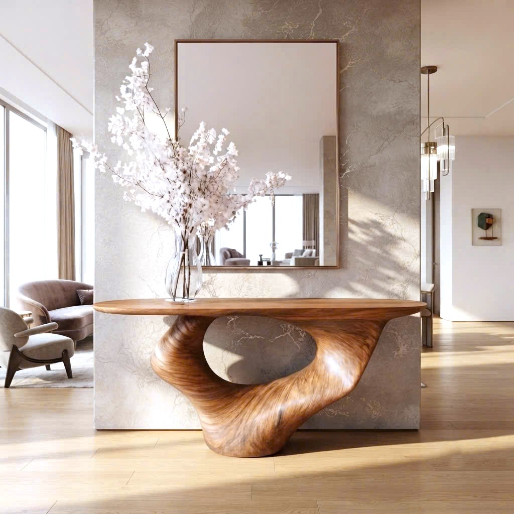 Luxali Handmade Wooden Console Table — a modern farmhouse masterpiece, meticulously handcrafted from solid natural Monkey Pod wood, showcasing refined artistry and designed to elevate any living room. - Image 8