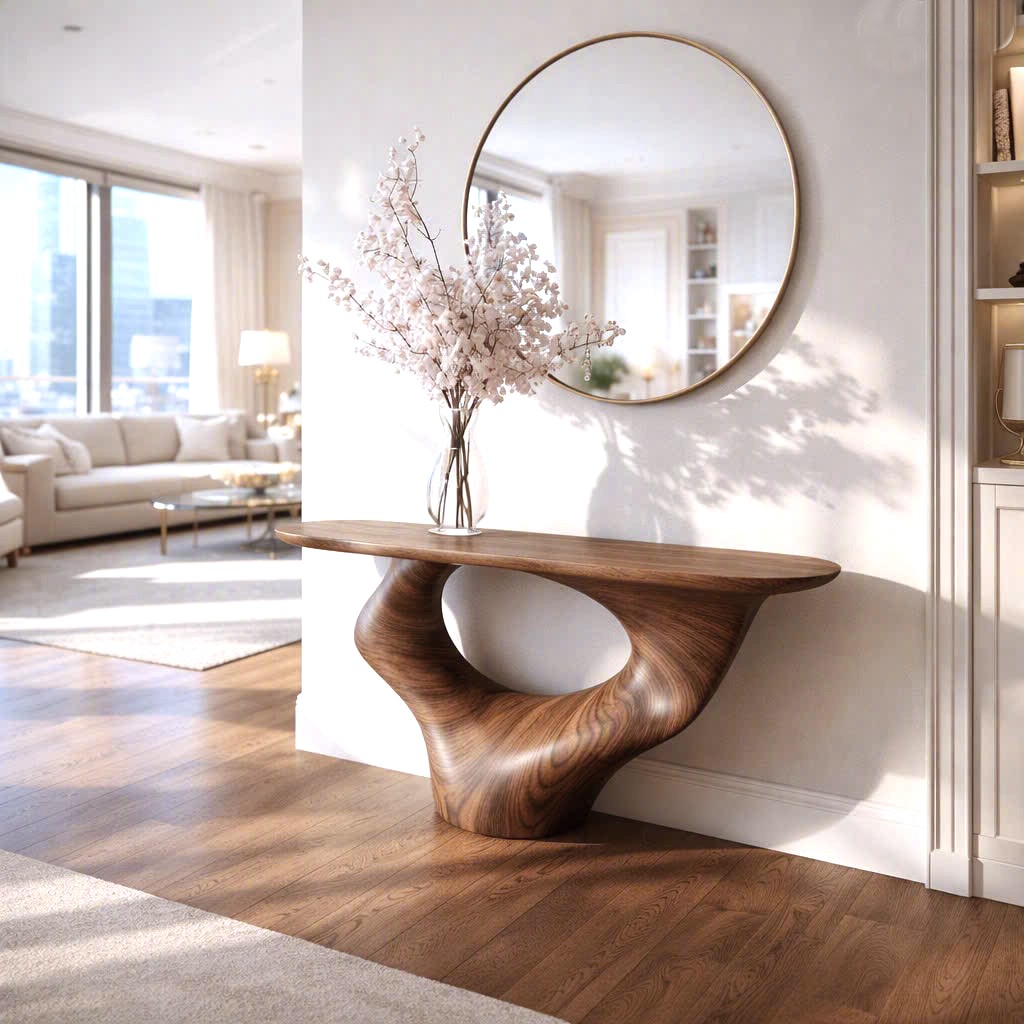 Luxali Handmade Wooden Console Table — a modern farmhouse masterpiece, meticulously handcrafted from solid natural Monkey Pod wood, showcasing refined artistry and designed to elevate any living room. - Image 2