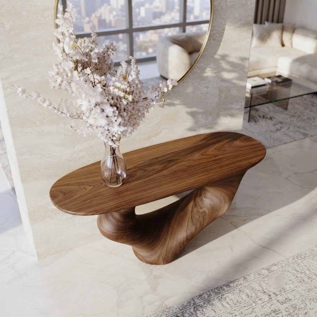 Luxali Handmade Wooden Console Table — a modern farmhouse masterpiece, meticulously handcrafted from solid natural Monkey Pod wood, showcasing refined artistry and designed to elevate any living room. - Image 4