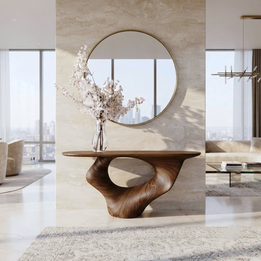 Luxali Handmade Wooden Console Table — a modern farmhouse masterpiece, meticulously handcrafted from solid natural Monkey Pod wood, showcasing refined artistry and designed to elevate any living room. - Image 3