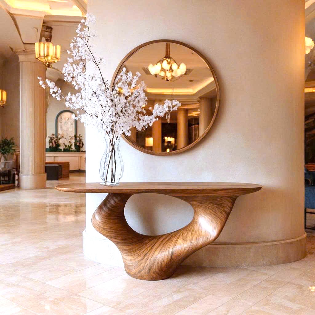 Luxali Handmade Wooden Console Table — a modern farmhouse masterpiece, meticulously handcrafted from solid natural Monkey Pod wood, showcasing refined artistry and designed to elevate any living room. - Image 9