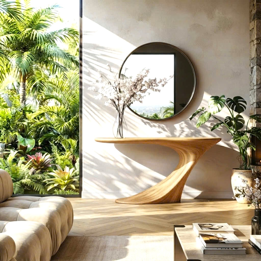 Luxali Handmade Wooden Console Table — a modern farmhouse masterpiece, meticulously handcrafted from solid natural Monkey Pod wood, showcasing refined artistry and designed to elevate any living room. - Image 4