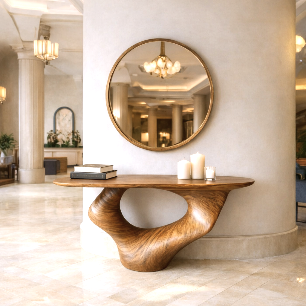 Luxali Handmade Wooden Console Table — a modern farmhouse masterpiece, meticulously handcrafted from solid natural Monkey Pod wood, showcasing refined artistry and designed to elevate any living room. - Image 10