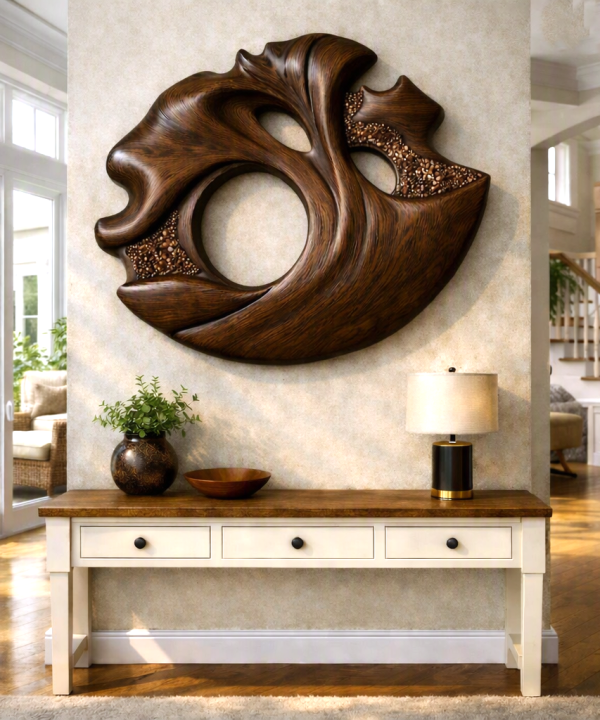 Luxury Art Deco Sculpture Wall Decoration Handcrafted Organic Wood Furniture for Living Room Housewarming Gift
