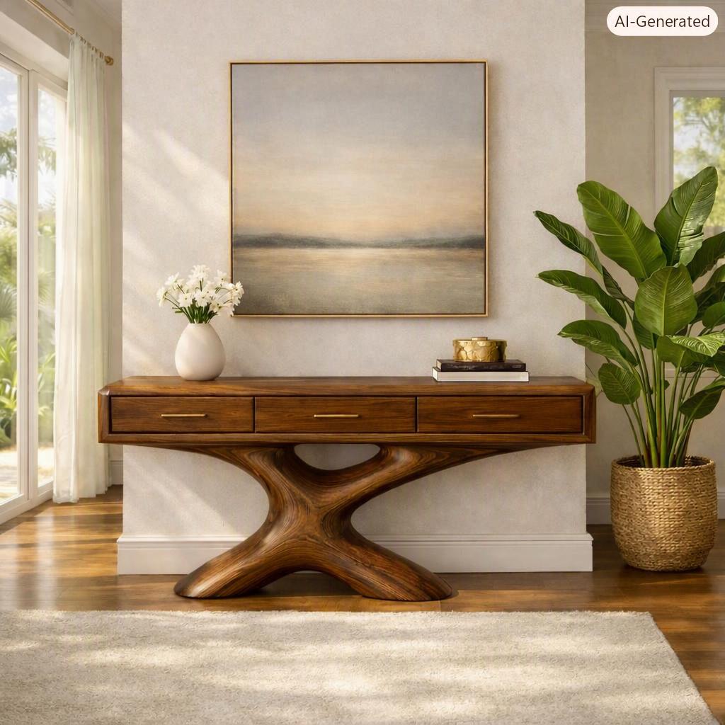 Rustic Live Edge Console Table Entryway Design Rustic Live Edge Console Table Entryway Design Handcrafted Accent Table Furniture - Image 4