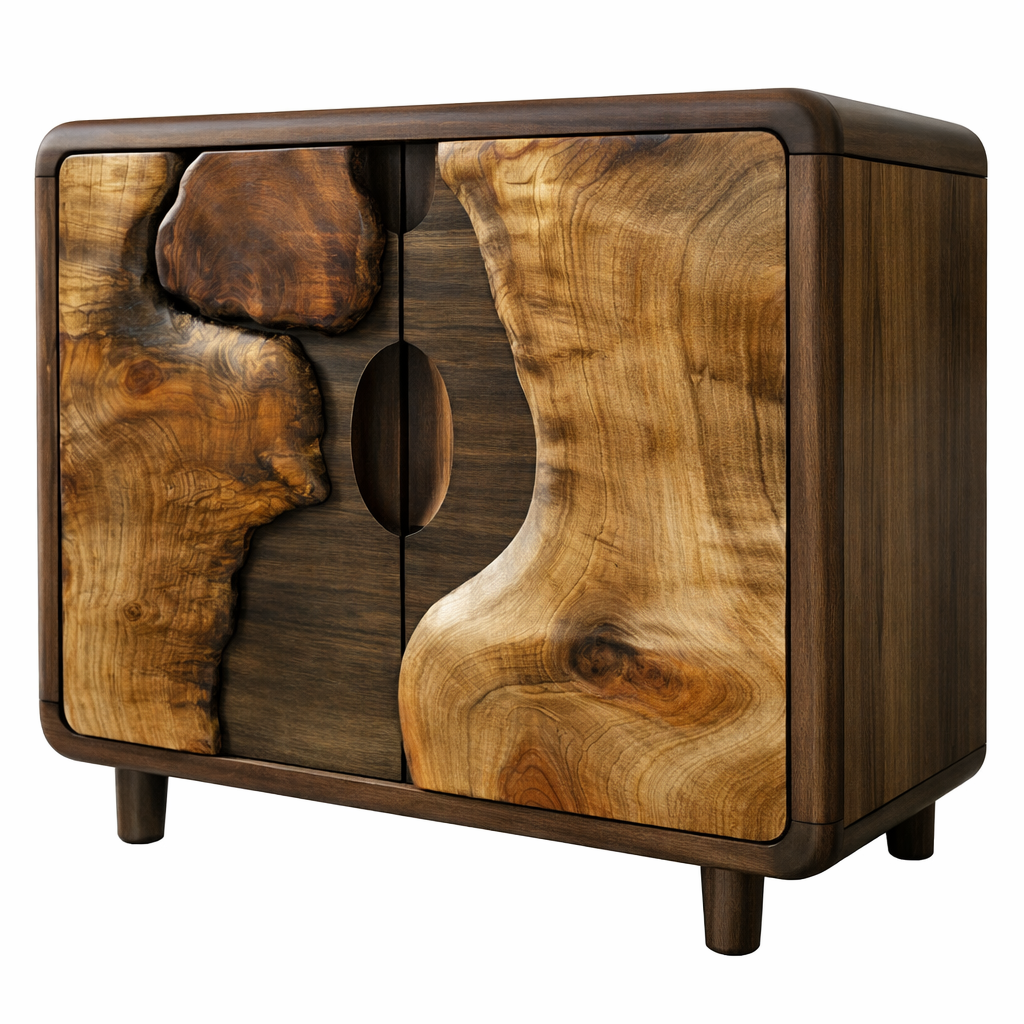 Luxali Handmade Wooden Sideboard featuring exquisitely sculpted artistic wave‑carving design — a refined Mid‑Century Modern storage cabinet crafted for contemporary living spaces. - Image 3