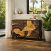 Luxali Handmade Wooden Sideboard featuring exquisitely sculpted artistic carving design — a refined Mid‑Century Modern storage cabinet crafted for contemporary living spaces.