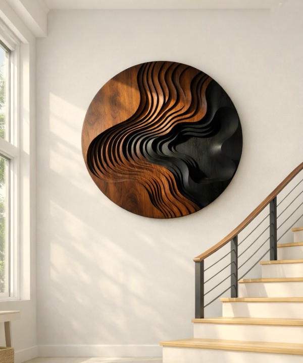 Alternative view of Handcrafted Modular Wooden Sculpture Wall-mounted Organic Wood Art for Living Room Furniture Unique Wood Wall Decoration