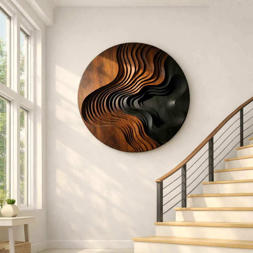 Handcrafted Modular Wooden Sculpture Wall-mounted Organic Wood Art for Living Room Furniture Unique Wood Wall Decoration - Image 2