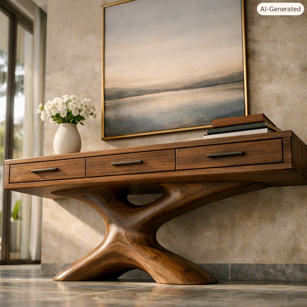 Rustic Live Edge Console Table Entryway Design Rustic Live Edge Console Table Entryway Design Handcrafted Accent Table Furniture - Image 2