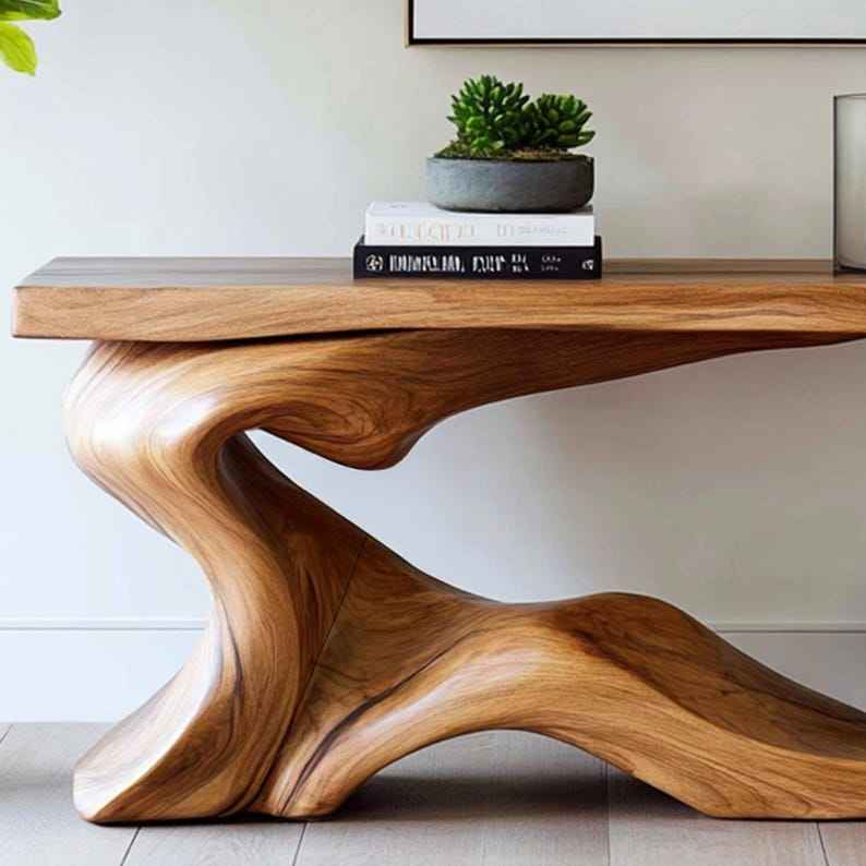 Luxali Handmade Wooden Console Table — a modern farmhouse masterpiece, meticulously handcrafted from solid natural Monkey Pod wood, showcasing refined artistry and designed to elevate any living room. - Image 6