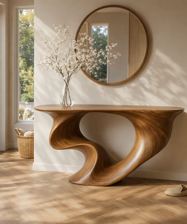 Alternative view of Luxali Luxury Modern Durable Handcrafted Solid Natural Wood Base Console Table Eco-Friendly Home Living Room Entrance Table