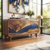 Luxali Handmade Wooden Sideboard featuring handcrafted sculpted carving combined with exquisite artistic epoxy — a finely crafted Mid‑Century Modern storage cabinet designed for contemporary living spaces