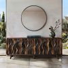 Luxali Handmade Wooden Sideboard in a Modern Style, featuring a sculpted wave‑carving design — a Mid‑Century Modern storage cabinet crafted for contemporary living rooms.