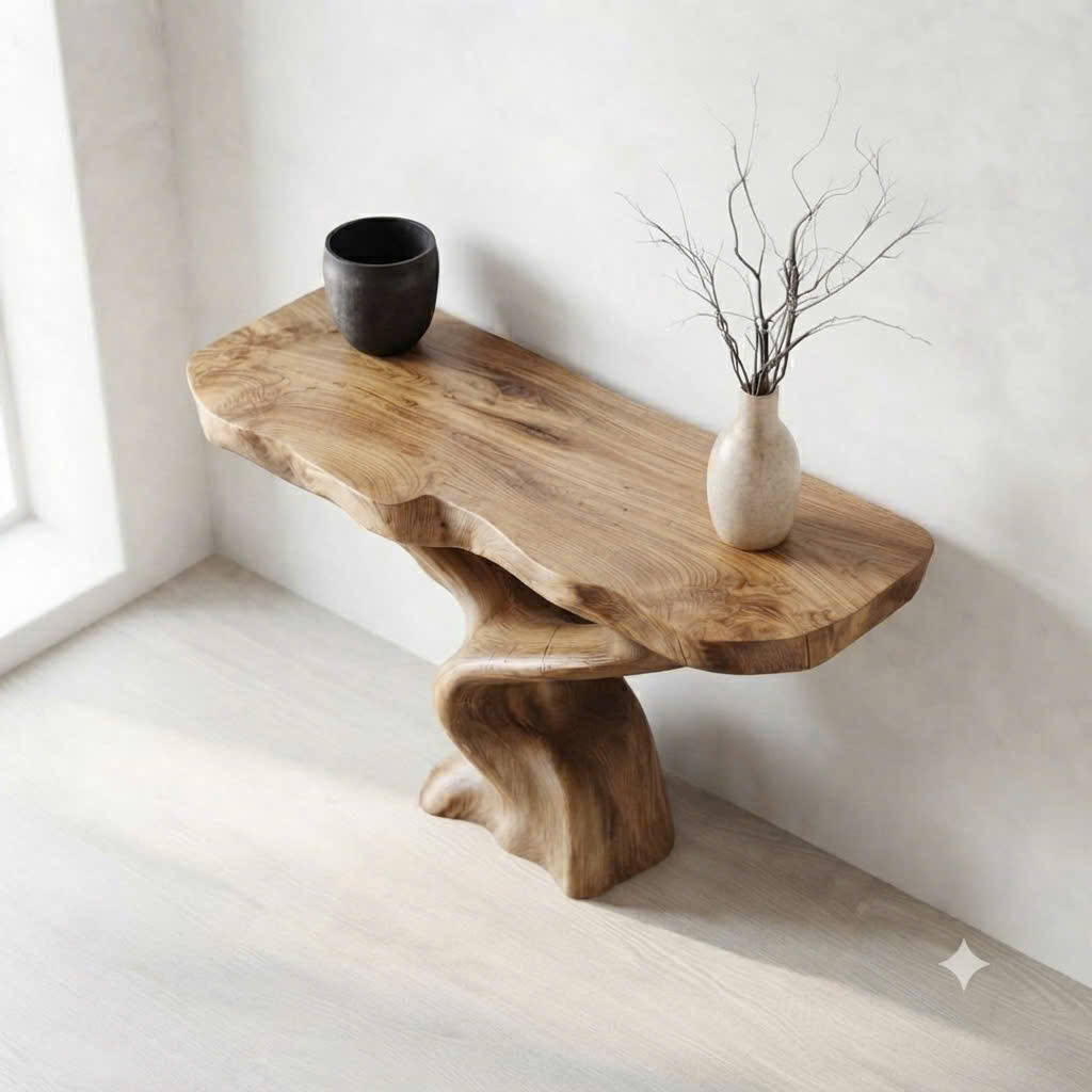 Luxali Handmade Wooden Console Table — a modern farmhouse masterpiece, meticulously handcrafted from solid natural Monkey Pod wood, showcasing refined artistry and designed to elevate any living room. - Image 2