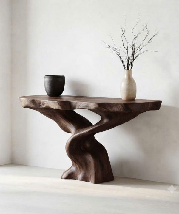 Luxali Handmade Wooden Console Table — a modern farmhouse masterpiece, meticulously handcrafted from solid natural Monkey Pod wood, showcasing refined artistry and designed to elevate any living room.