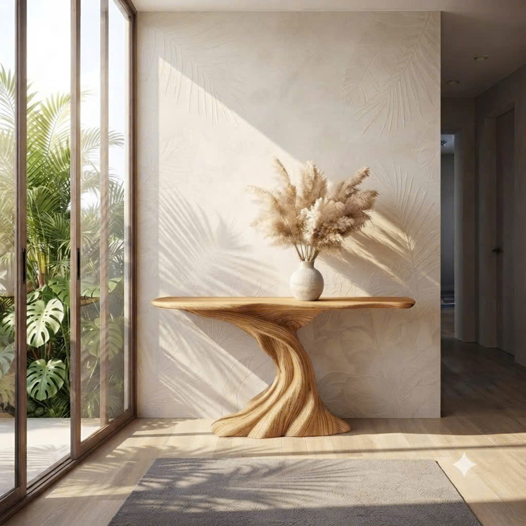 Luxali Handmade Wooden Console Table — a modern farmhouse masterpiece, meticulously handcrafted from solid natural Monkey Pod wood, showcasing refined artistry and designed to elevate any living room. - Image 6