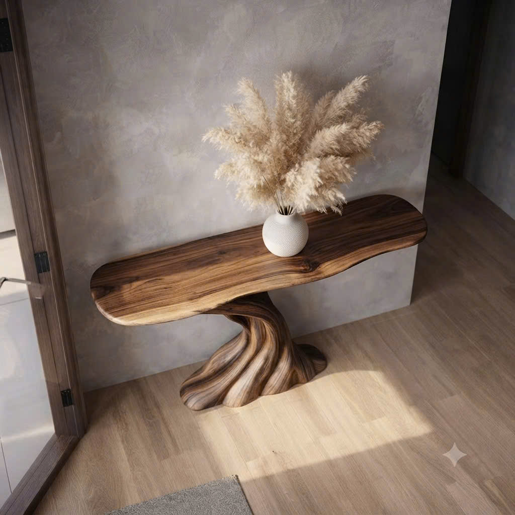Luxali Handmade Wooden Console Table — a modern farmhouse masterpiece, meticulously handcrafted from solid natural Monkey Pod wood, showcasing refined artistry and designed to elevate any living room. - Image 3