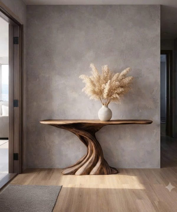 Luxali Handmade Wooden Console Table — a modern farmhouse masterpiece, meticulously handcrafted from solid natural Monkey Pod wood, showcasing refined artistry and designed to elevate any living room.