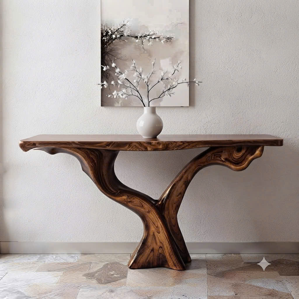 Luxali Handmade Wooden Console Table — a modern farmhouse masterpiece, meticulously handcrafted from solid natural Monkey Pod wood, showcasing refined artistry and designed to elevate any living room. - Image 2