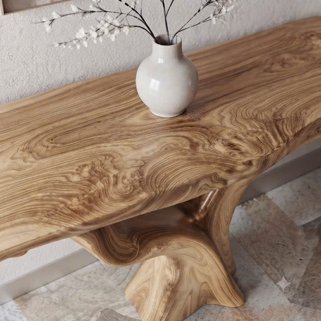 Luxali Handmade Wooden Console Table — a modern farmhouse masterpiece, meticulously handcrafted from solid natural Monkey Pod wood, showcasing refined artistry and designed to elevate any living room. - Image 4