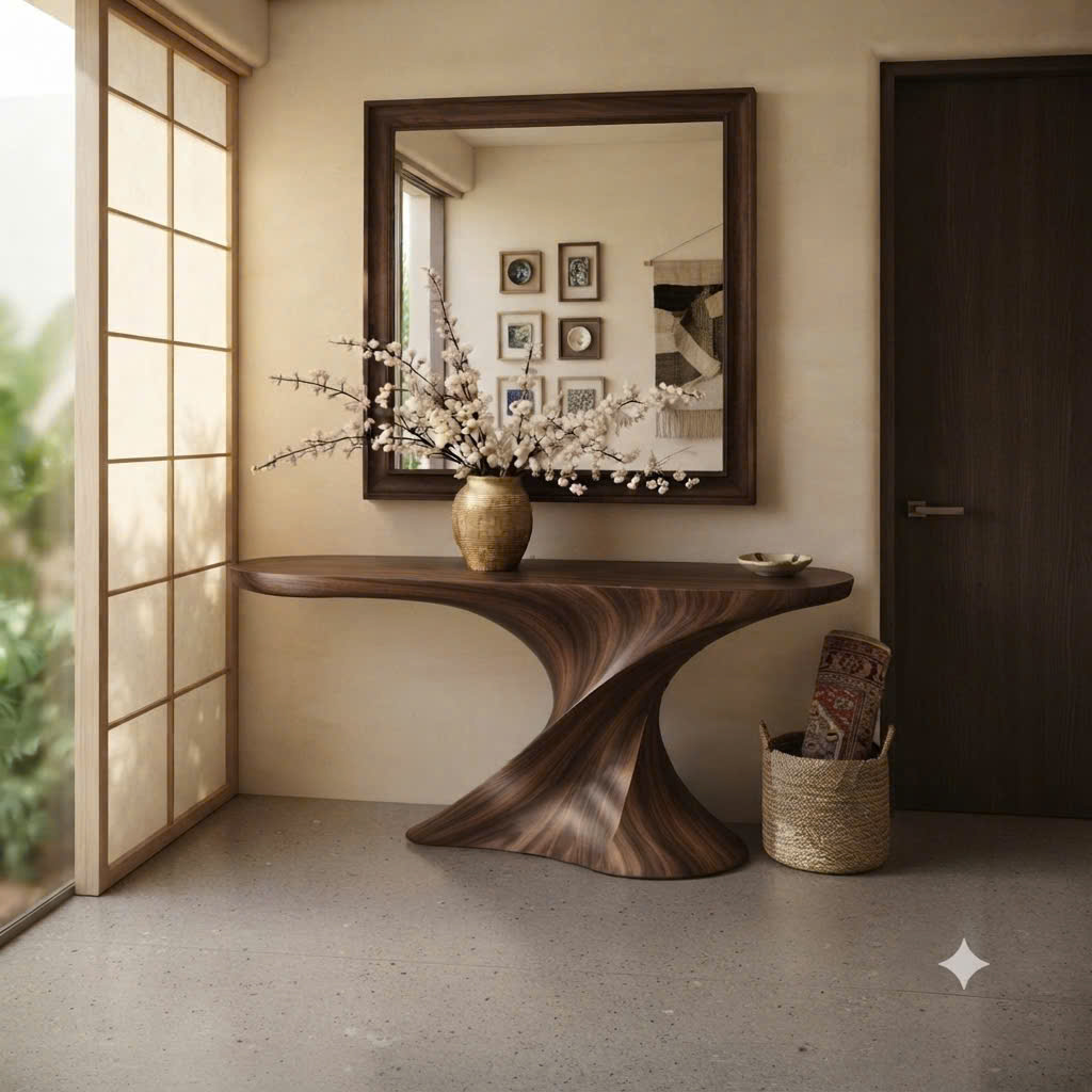 Luxali Handmade Wooden Console Table — a modern farmhouse masterpiece, meticulously handcrafted from solid natural Monkey Pod wood, showcasing refined artistry and designed to elevate any living room. - Image 2