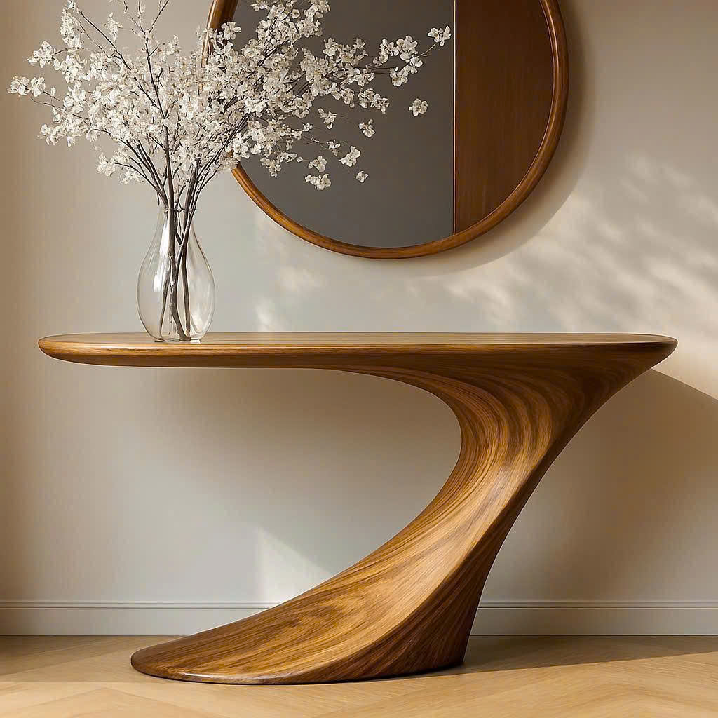 Luxali Handmade Wooden Console Table — a modern farmhouse masterpiece, meticulously handcrafted from solid natural Monkey Pod wood, showcasing refined artistry and designed to elevate any living room. - Image 7