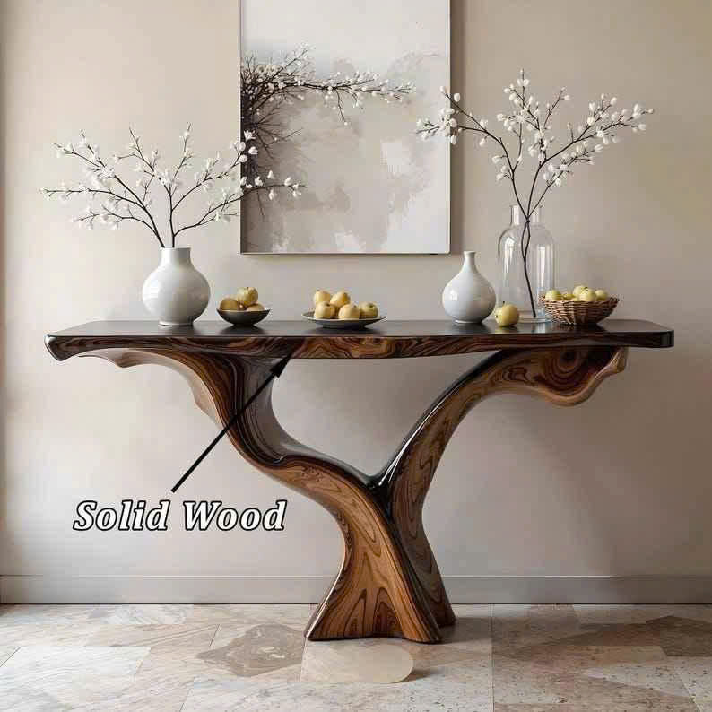 Luxali Handmade Wooden Console Table — a modern farmhouse masterpiece, meticulously handcrafted from solid natural Monkey Pod wood, showcasing refined artistry and designed to elevate any living room. - Image 6