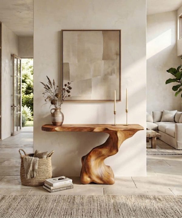 Eco-Friendly Apartment Decor Natural Solid Wooden Console Tables With Unique Design wooden furniture Hotel Furniture Designer