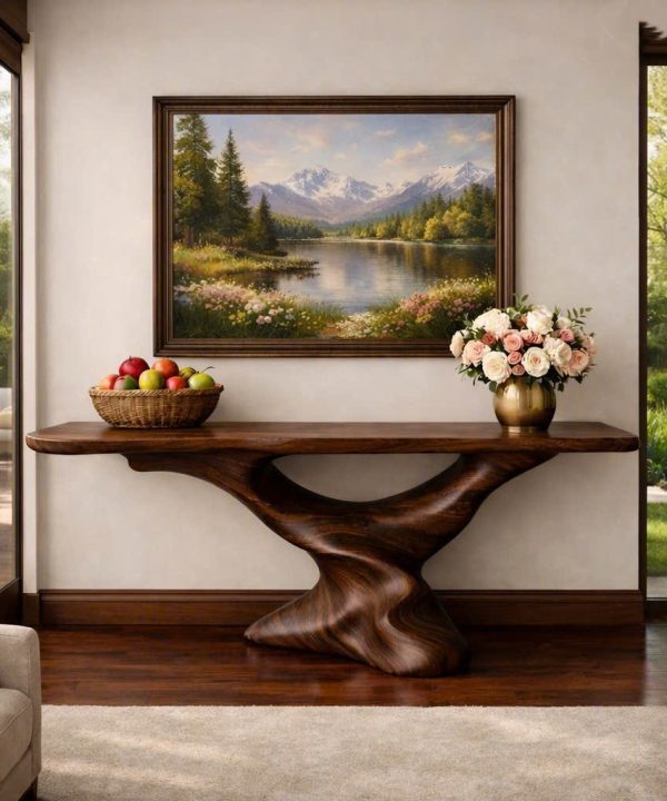 Alternative view of Eco-Friendly Apartment Decor Natural Solid Wooden Console Tables With Unique Design wooden furniture Hotel Furniture Designer