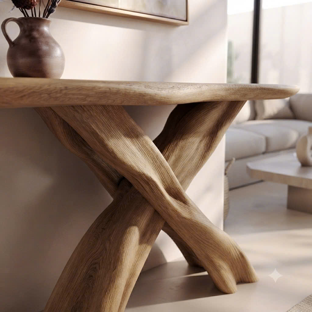 Rustic Live Edge Console Table Entryway Design Rustic Live Edge Console Table Entryway Design Handcrafted Accent Table Furniture - Image 6
