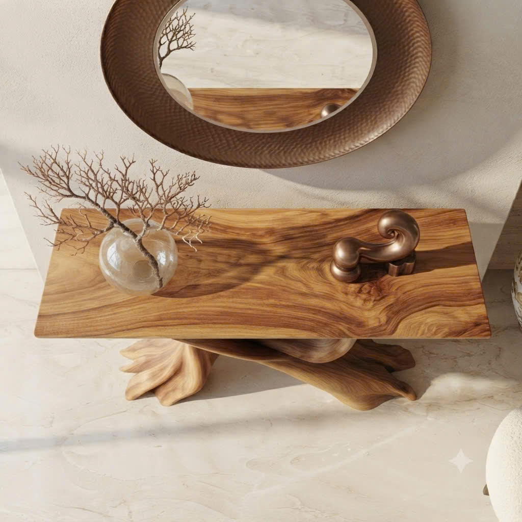 Eco-Friendly Apartment Decor Natural Solid Wooden Console Tables With Unique Design wooden furniture Hotel Furniture Designer - Image 3
