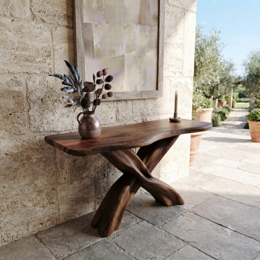 Rustic Live Edge Console Table Entryway Design Rustic Live Edge Console Table Entryway Design Handcrafted Accent Table Furniture - Image 3