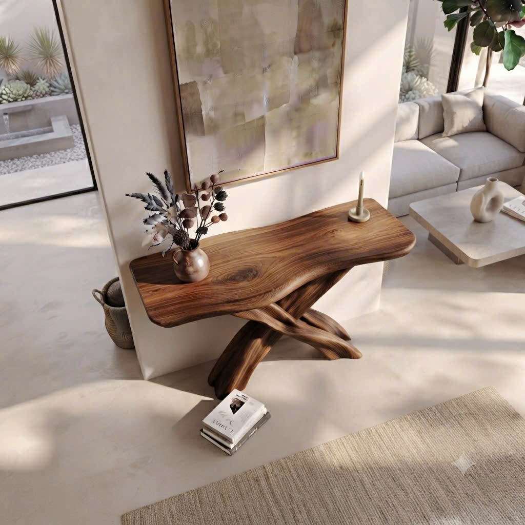 Rustic Live Edge Console Table Entryway Design Rustic Live Edge Console Table Entryway Design Handcrafted Accent Table Furniture - Image 4