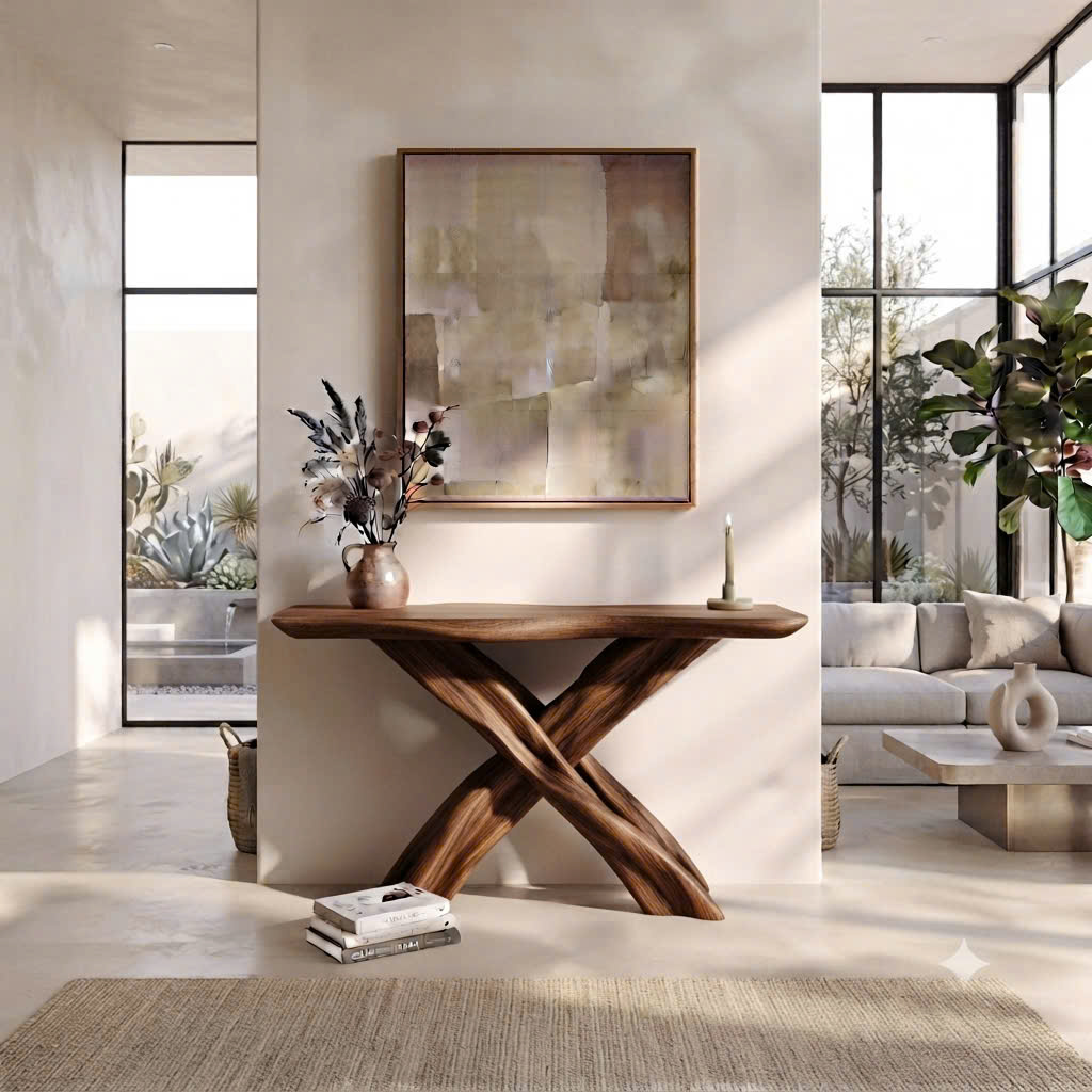 Rustic Live Edge Console Table Entryway Design Rustic Live Edge Console Table Entryway Design Handcrafted Accent Table Furniture - Image 2