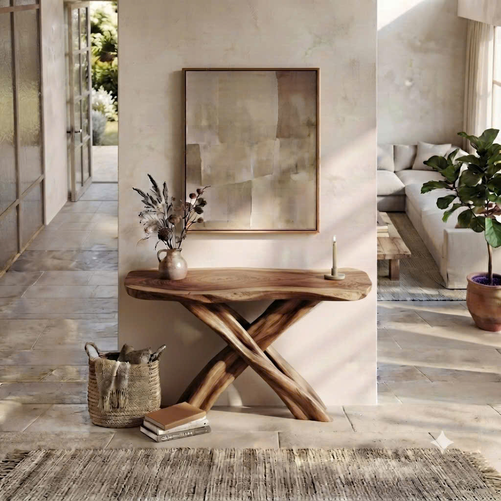 Rustic Live Edge Console Table Entryway Design Rustic Live Edge Console Table Entryway Design Handcrafted Accent Table Furniture - Image 7