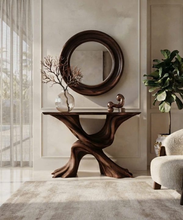 Alternative view of Eco-Friendly Apartment Decor Natural Solid Wooden Console Tables With Unique Design wooden furniture Hotel Furniture Designer