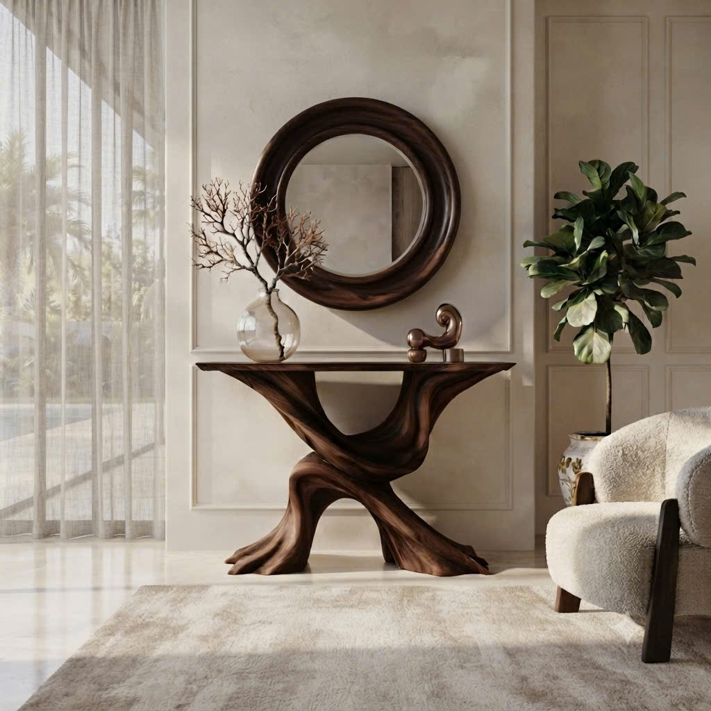 Eco-Friendly Apartment Decor Natural Solid Wooden Console Tables With Unique Design wooden furniture Hotel Furniture Designer - Image 2