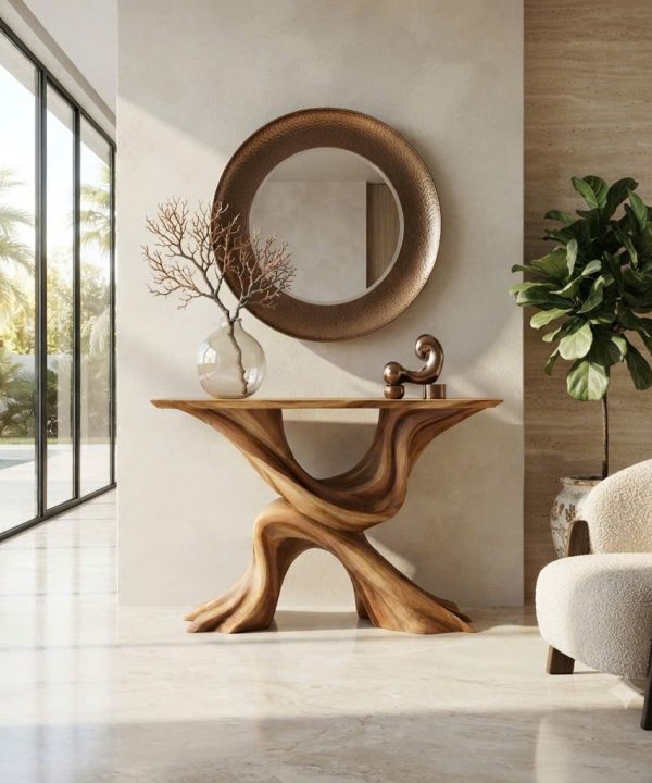 Eco-Friendly Apartment Decor Natural Solid Wooden Console Tables With Unique Design wooden furniture Hotel Furniture Designer
