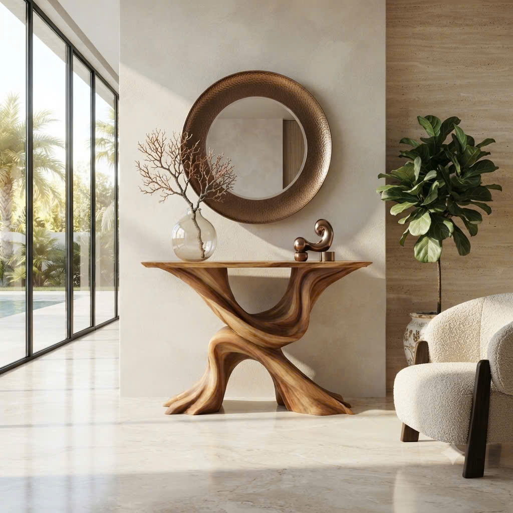 Eco-Friendly Apartment Decor Natural Solid Wooden Console Tables With Unique Design wooden furniture Hotel Furniture Designer