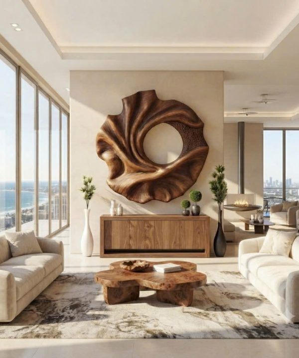 Modular Wall-mounted Organic Wooden Sculpture Handcrafted Wooden Wall Art Sculpture For Living Room Furniture Wall Decoration
