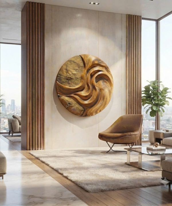 Alternative view of Unique Wall-mounted Organic Wooden Sculpture Handcrafted Wooden Wall Art Sculpture For Living Room Furniture Wall Decoration