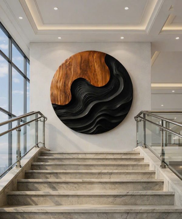 Alternative view of Handcrafted Modular Wooden Sculpture Wall-mounted Organic Wood Art for Living Room Furniture Unique Wood Wall Decoration
