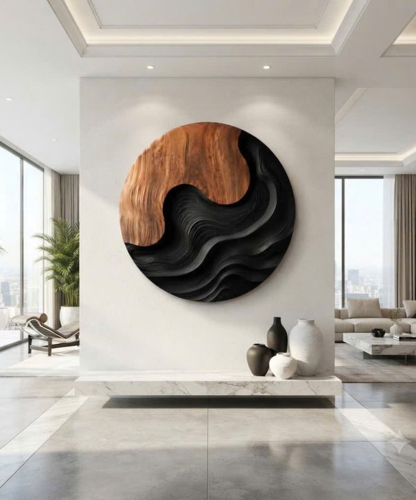 Handcrafted Modular Wooden Sculpture Wall-mounted Organic Wood Art for Living Room Furniture Unique Wood Wall Decoration