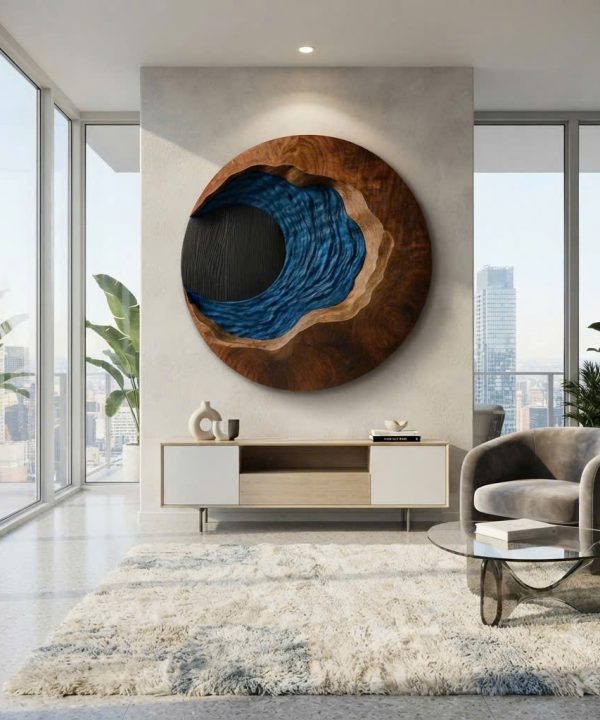 Handcrafted Modular Wooden Sculpture Wall-mounted Organic Wood Art for Living Room Furniture Unique Wood Wall Decoration